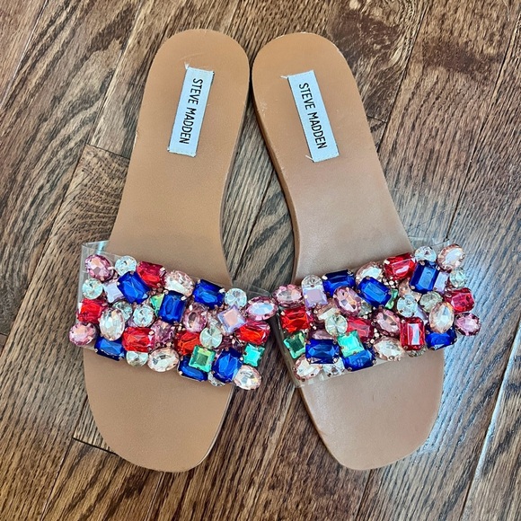 Steve Madden multi colored gem stone slides size 9 - Picture 1 of 7